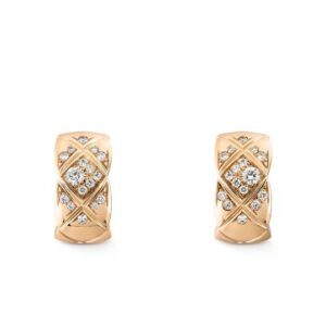 chanel quilted beige gold coco crush earrings