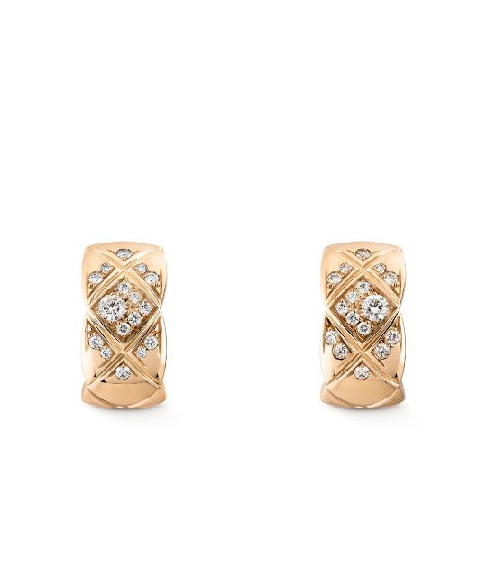 chanel quilted beige gold coco crush earrings