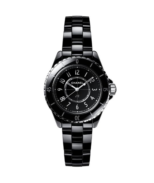 chanel black ceramic 33mm J12 watch